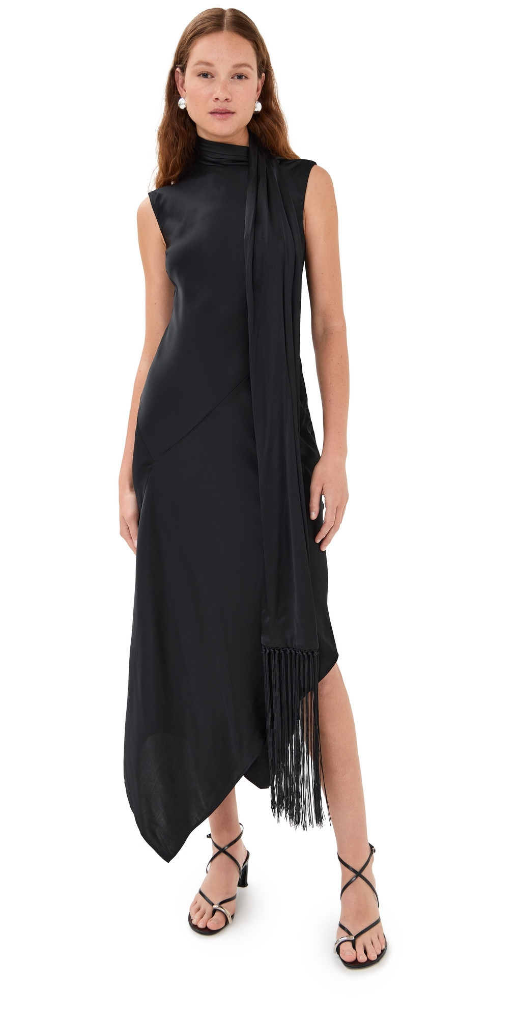 Acne Studios Viscose Soft Satin Tunic Dress Black 42 | Shopbop