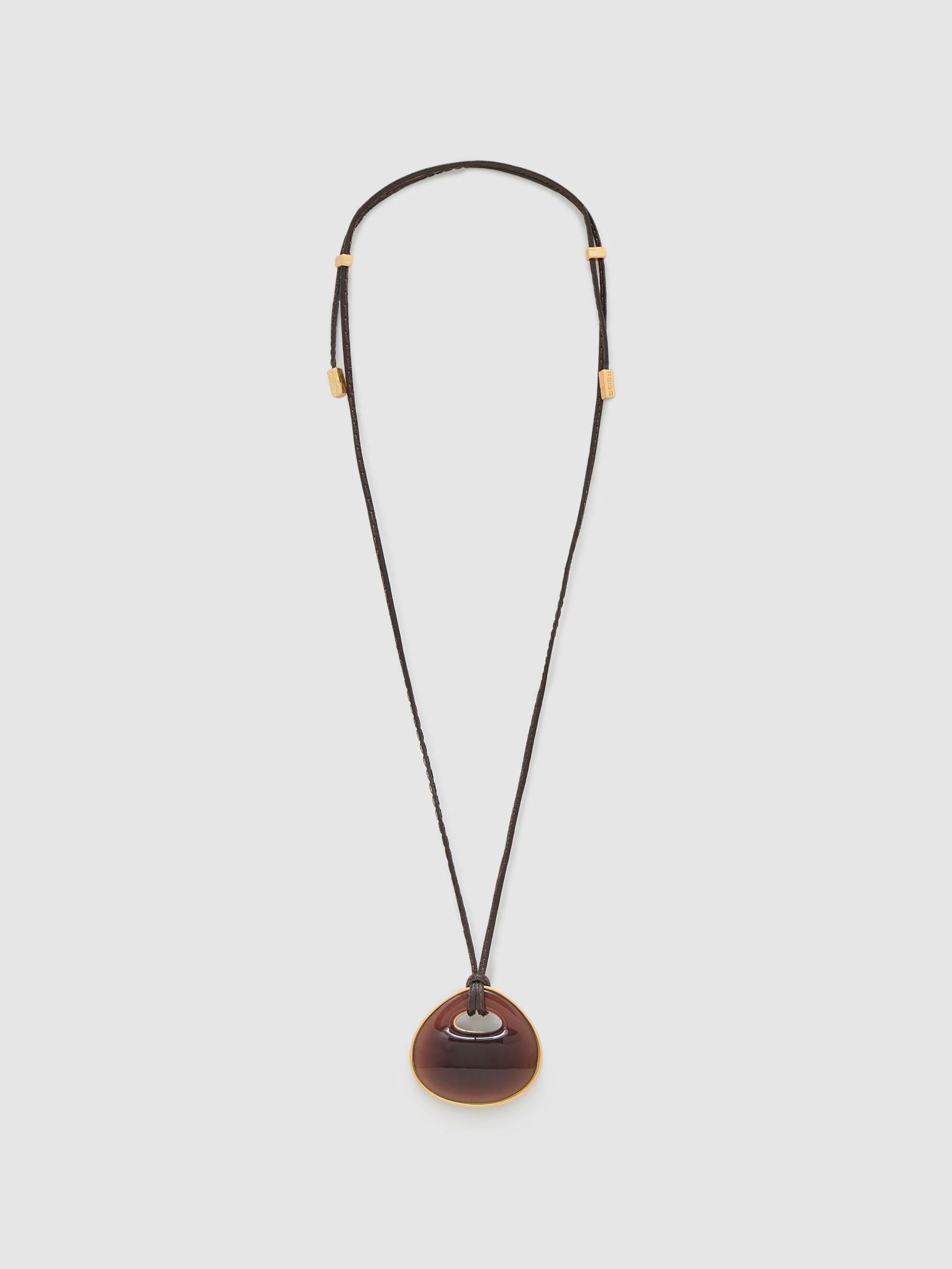 Reiss Large Resin Pendant Necklace in Burgundy - REISS | Reiss UK