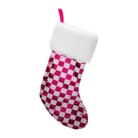 Sequin Check Christmas Stocking | Five Below