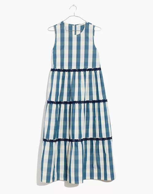 Rickrack Cattail Tiered Dress in Gingham Check | Madewell