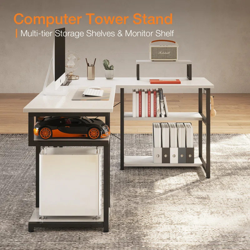 Jaylo L-Shaped Metal Base Writing Desk | Wayfair North America