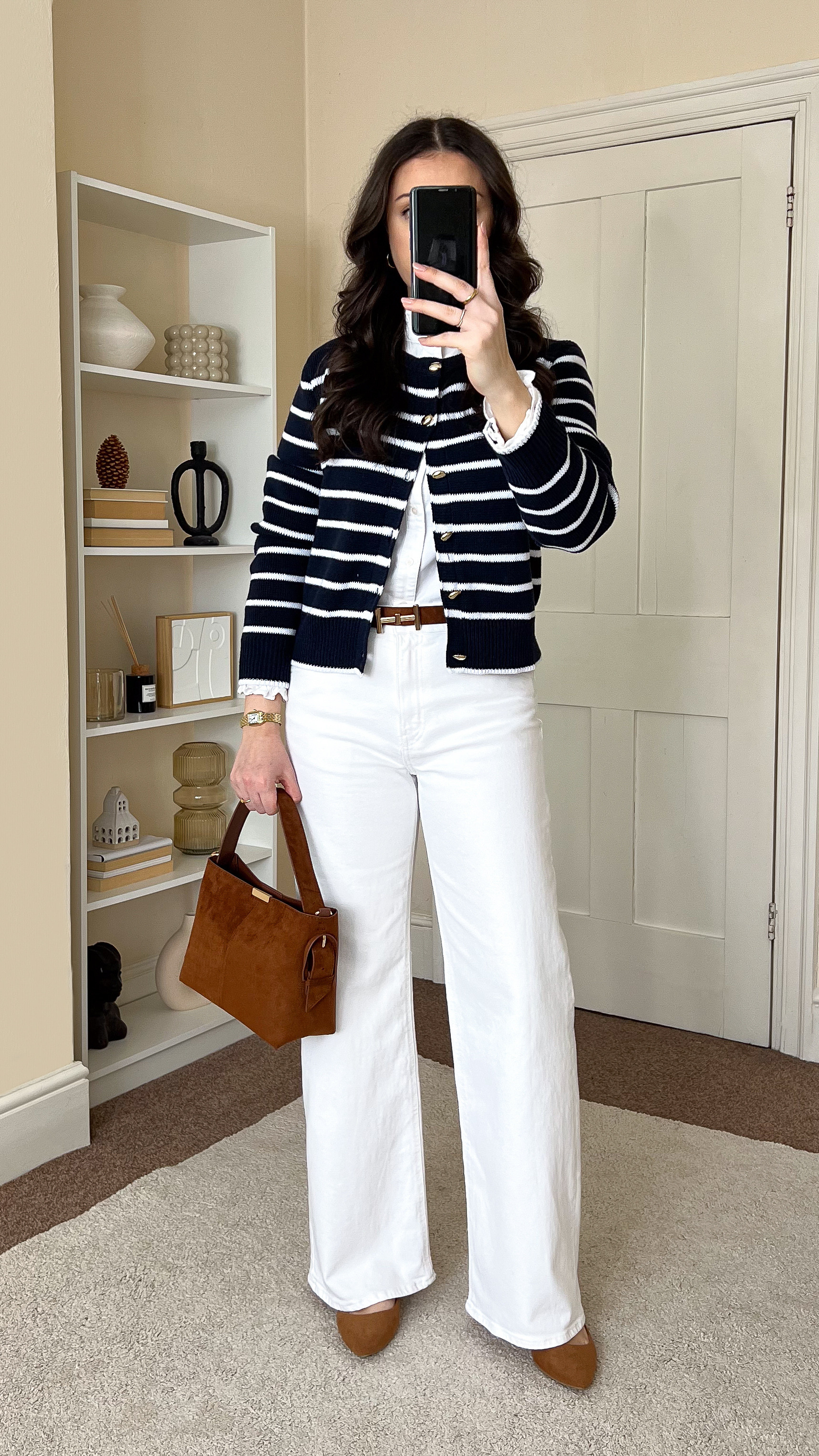 Casual chic early Spring outfit. Jeans are H&M, size UK10. Blouse is H&M, size S. Cardigan is River Island, wearing size UK10. Flats and bag are New Look. 

 #LTKspring #LTKmodest #LTKstyletip