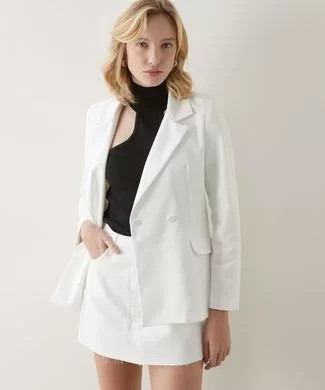 Blazer AMARO Alongado Alfaiataria Botões Off-White | Dafiti (BR)