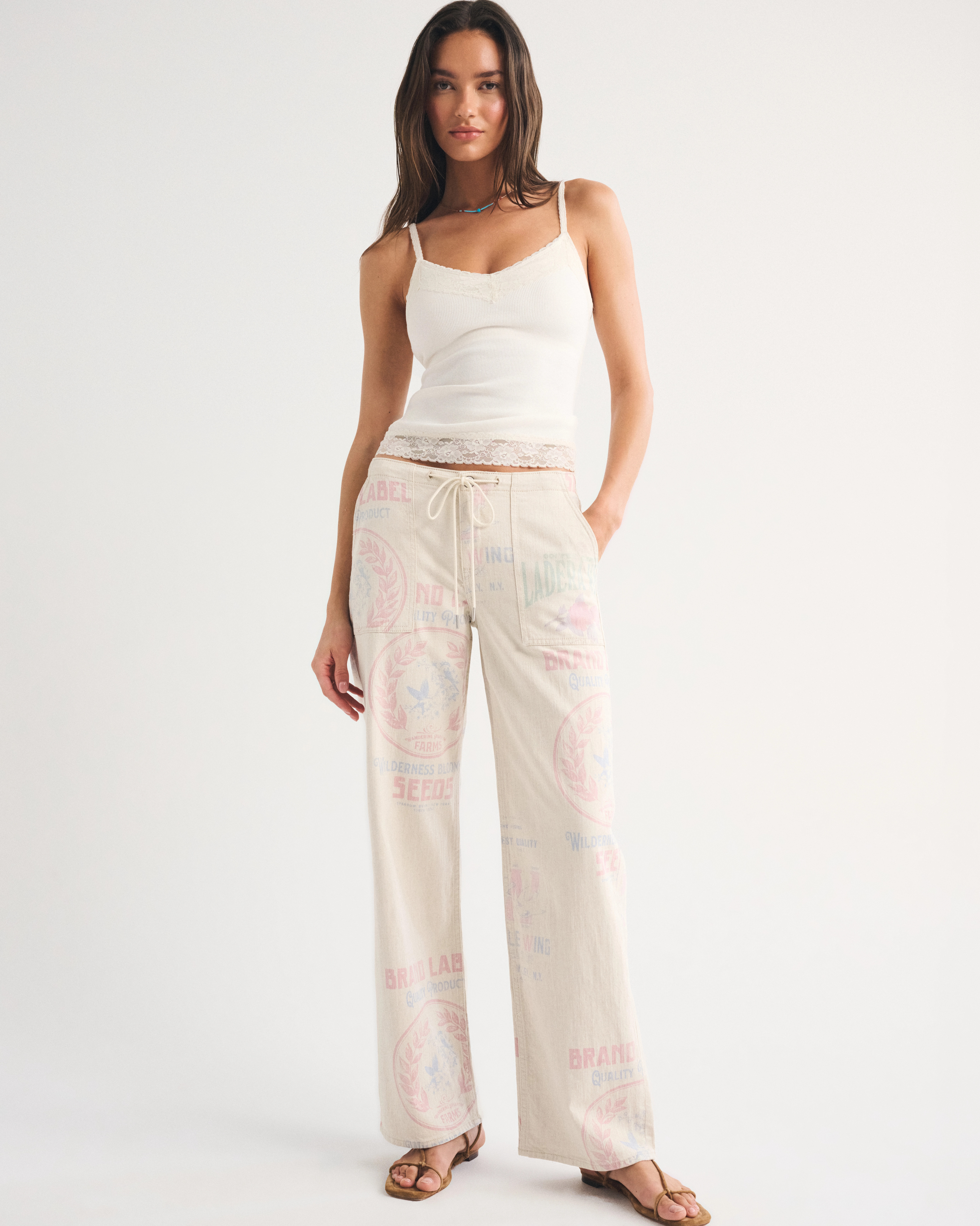Linen-Blend Low Rise Ultra Loose Drawstring Jean | Abercrombie & Fitch (US)