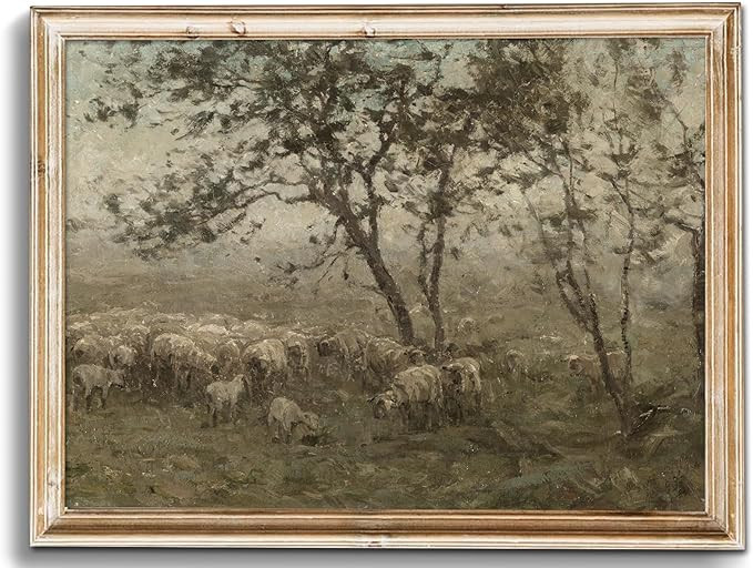 uniro Vintage Wall Art Prints for Home Decor, Farmhouse Spring Decor Rustic Sheep Pasture Canvas ... | Amazon (US)