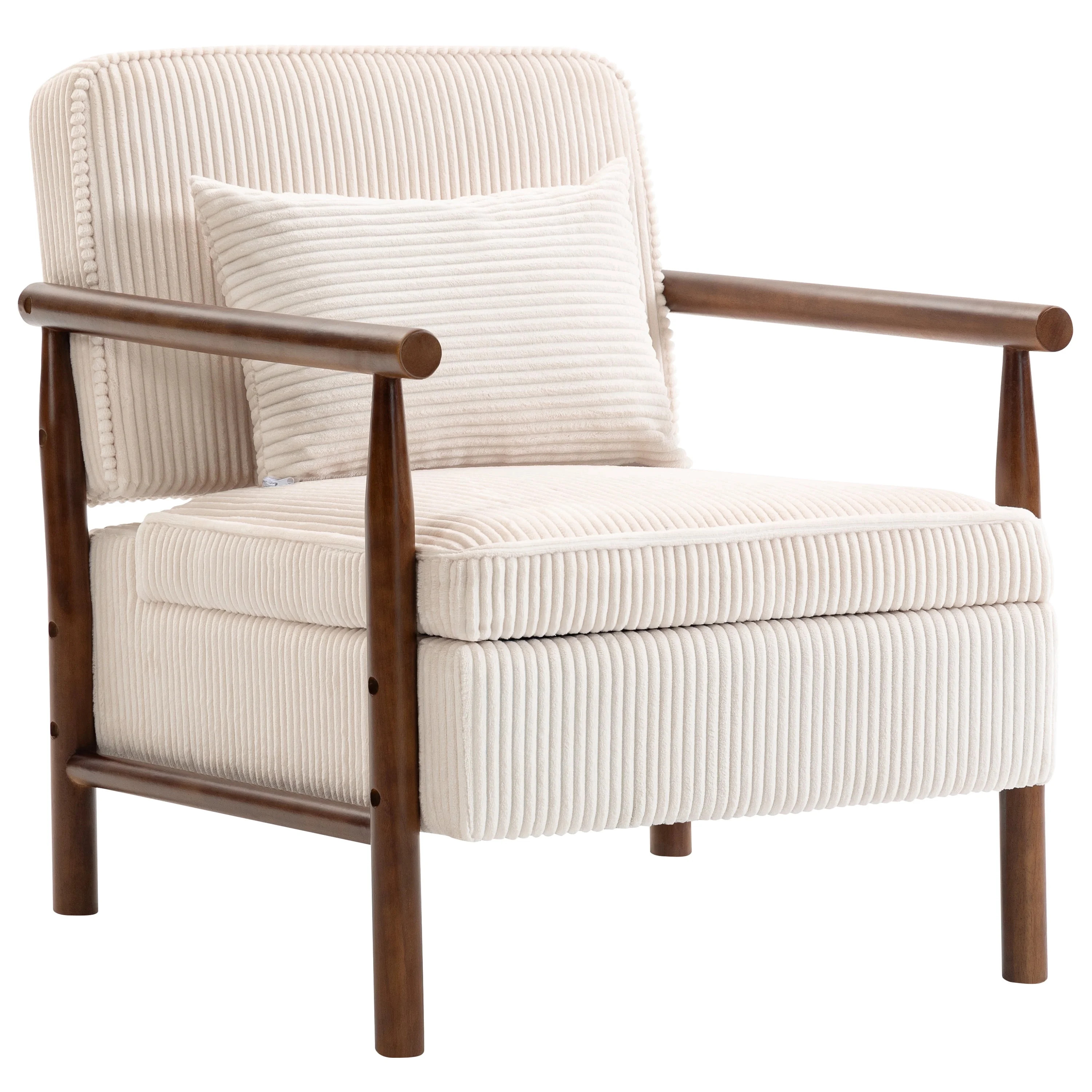 Legahome Accent Chair for Living Room, Antique White Accent Chair with Storage, Striped Chenille ... | Walmart (US)