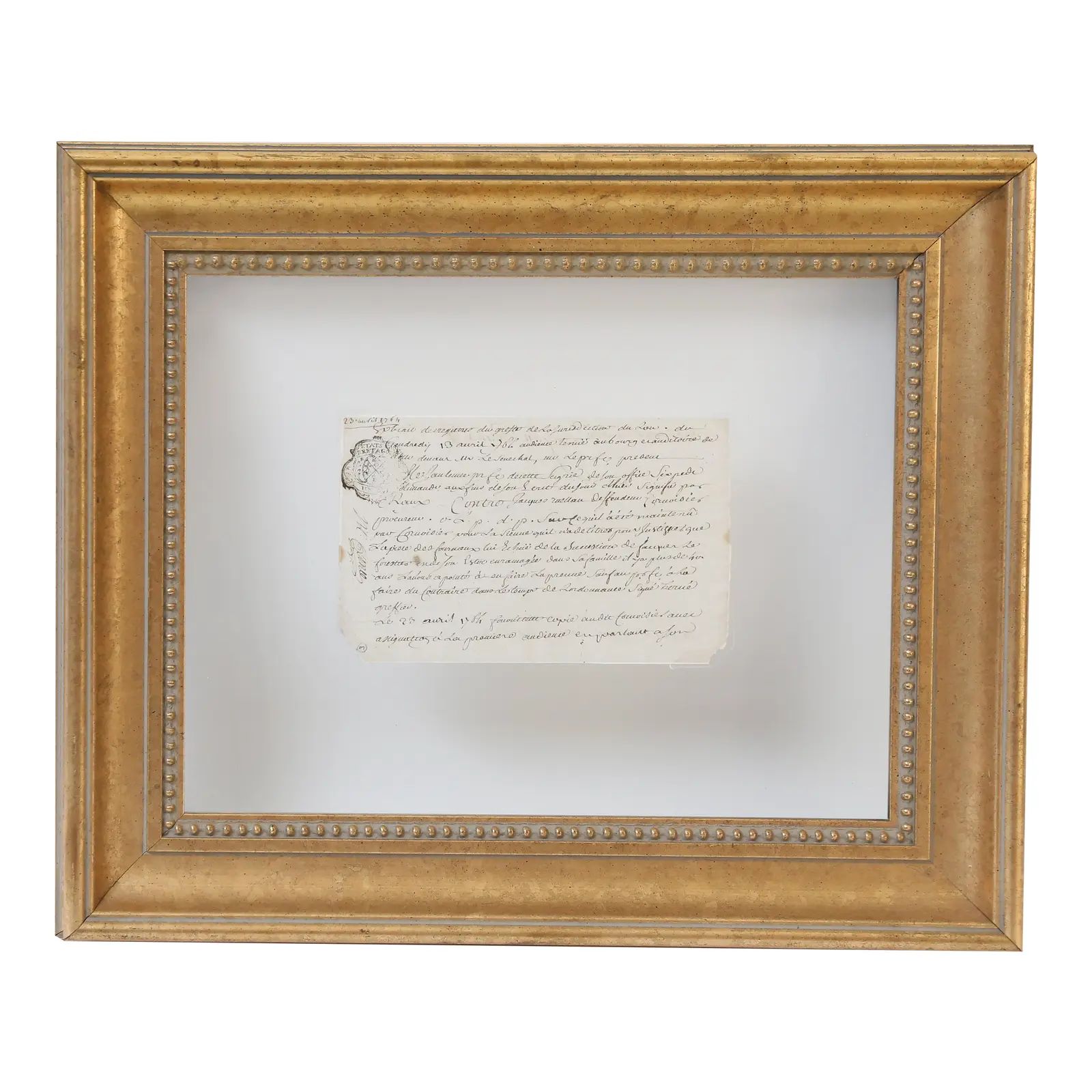 18th Century Vellum Framed French Document | Chairish