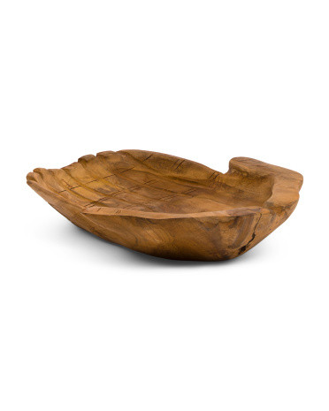12x14.5x3 Teak Wood Hand Design Decorative Bowl | TJ Maxx