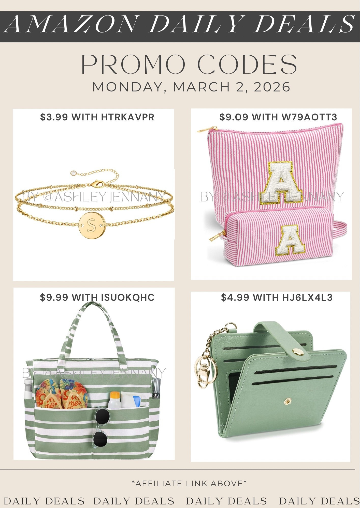 Amazon fashion deals on this initial bracelet set, cosmetic bag set, beach bag and wallet 

#LTKTravel #LTKMidsize #LTKSaleAlert