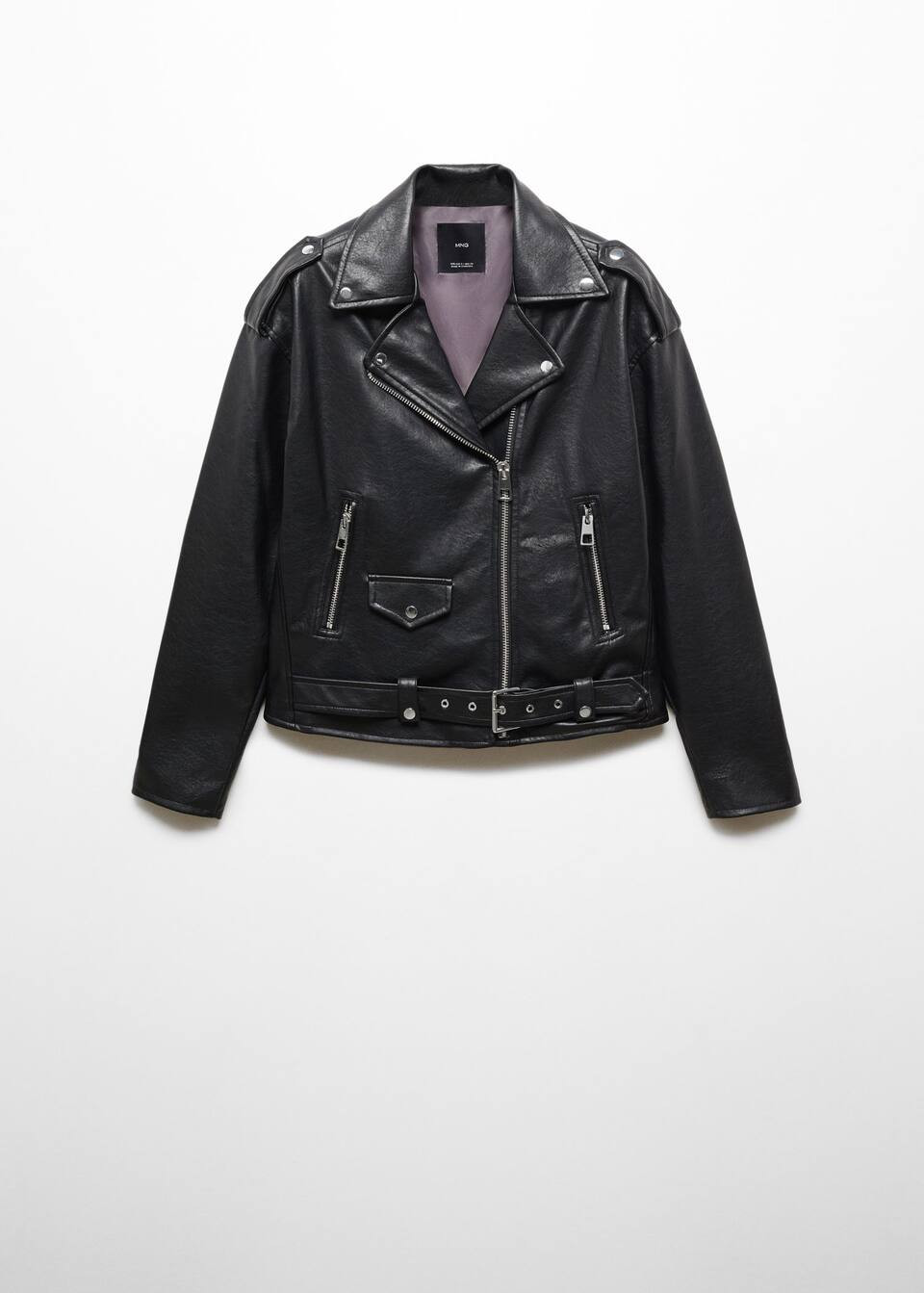 Leather-effect biker jacket | MANGO (US)