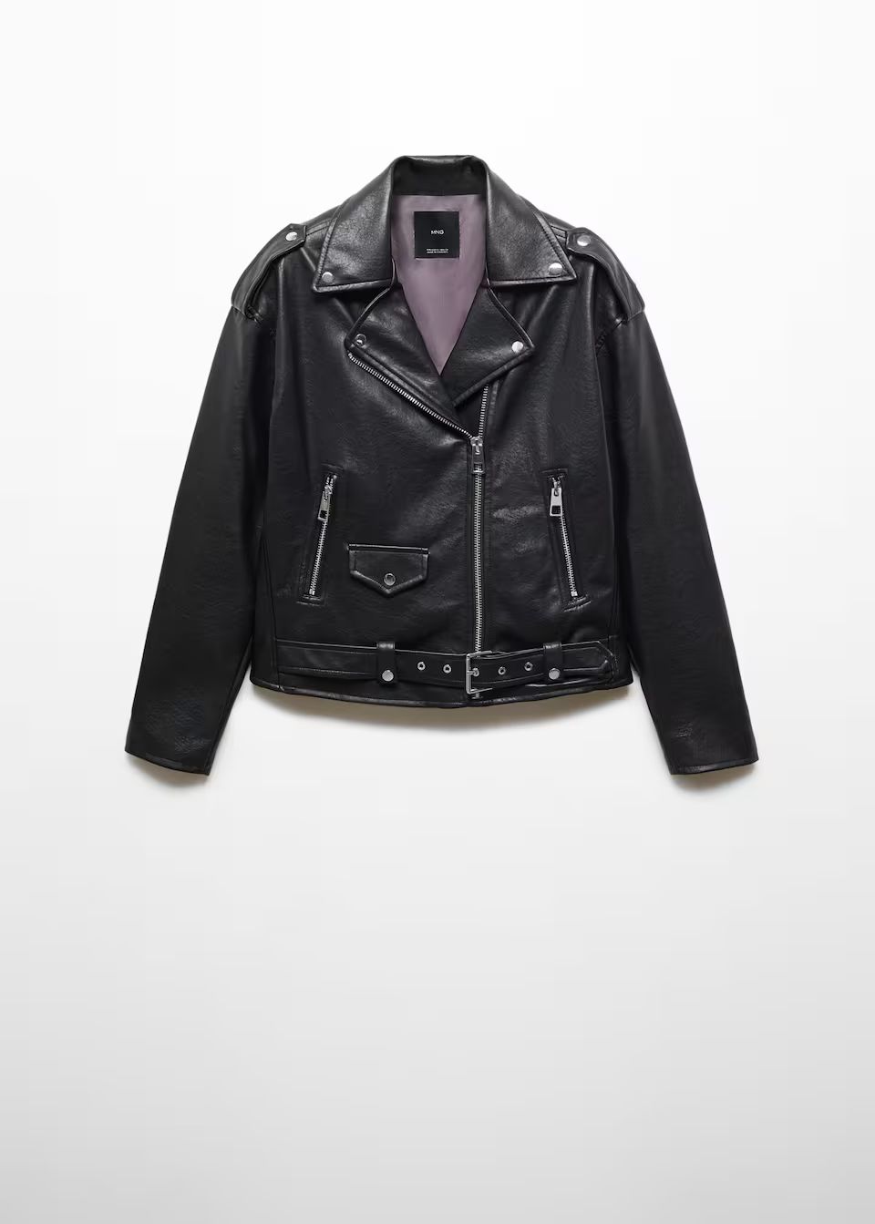 Leather-effect biker jacket | MANGO (US)