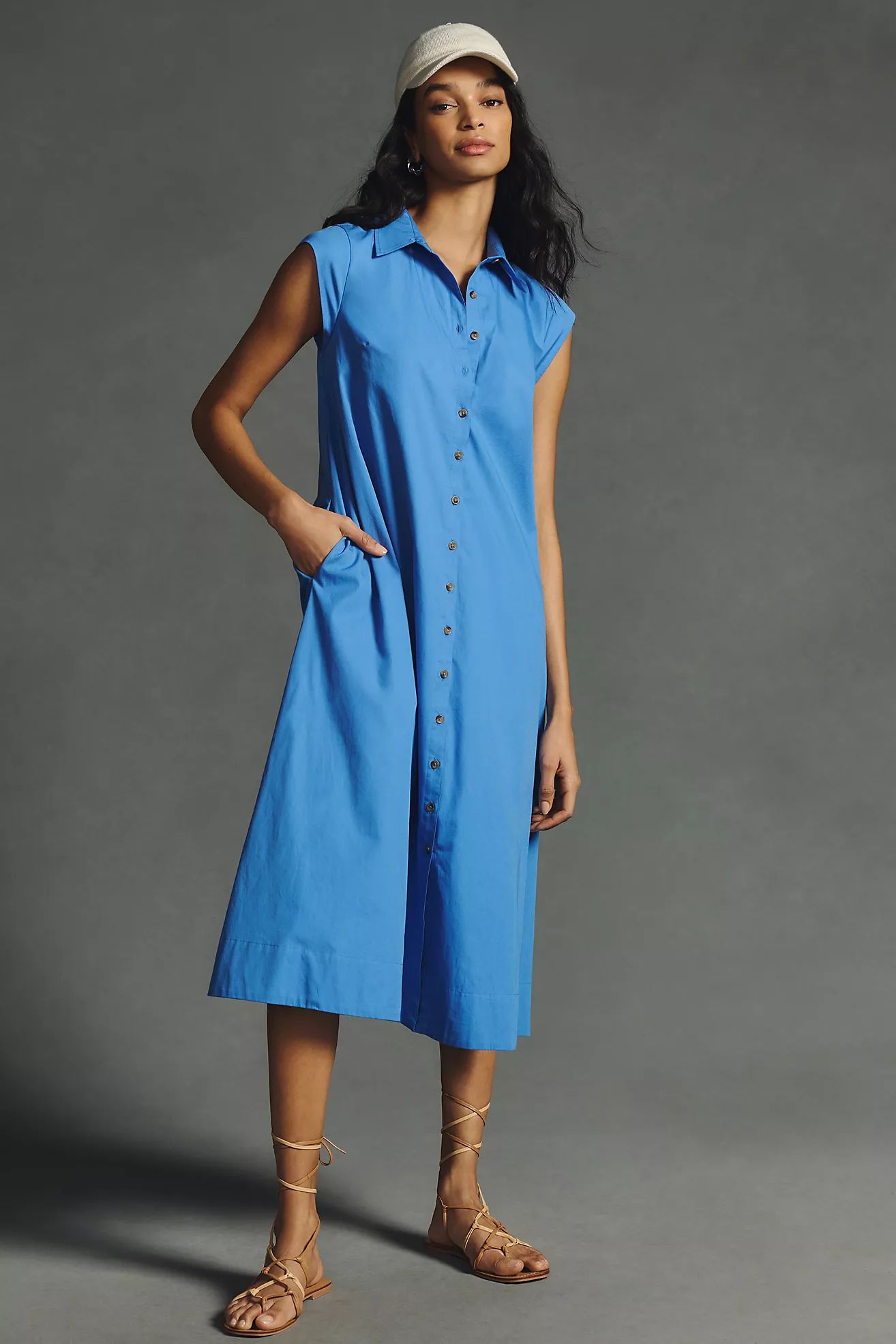 By Anthropologie Cap-Sleeve Shirt Dress | Anthropologie (US)