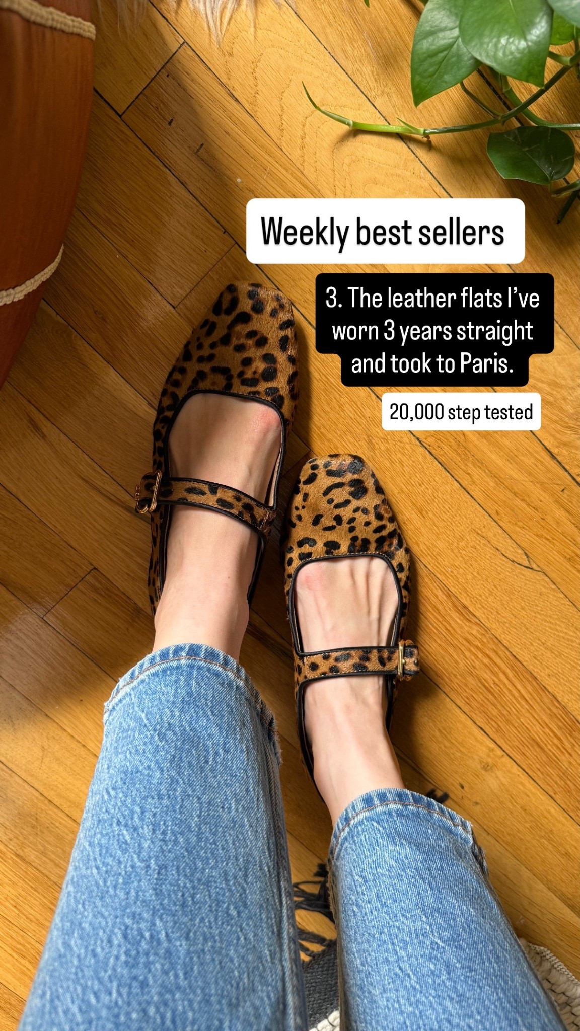 Weekly best sellers. Comfy leopard mary Jane. 20k step tested. Wearing 7 size up 1/2