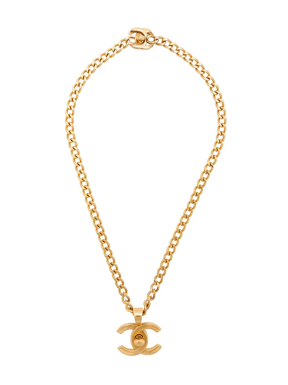 Chanel Vintage CC turnlock pendant necklace - Metallic | FarFetch US