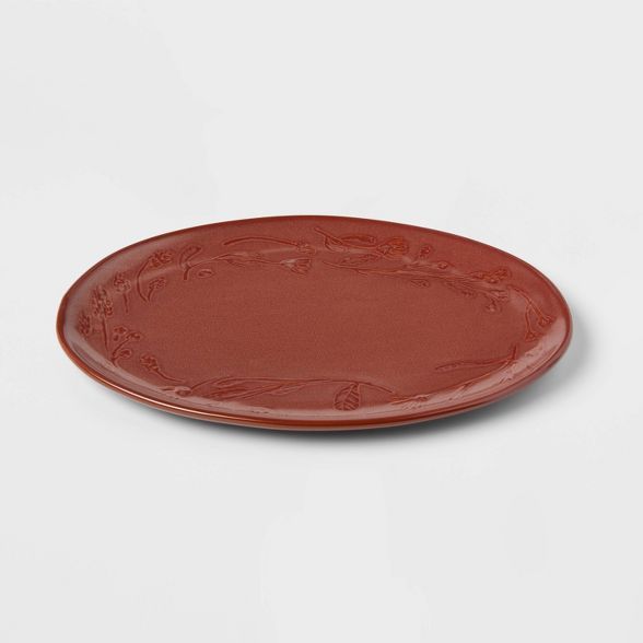 8" x 12" Stoneware Floral Border Oval Serving Platter - Threshold™ | Target