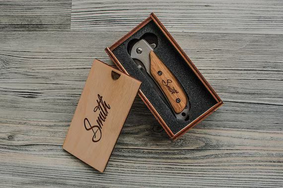 Engraved Pocket Knife Groomsmen Gift Custom Knives With Box Personalized Pocket Knife Best Man Bo... | Etsy (US)