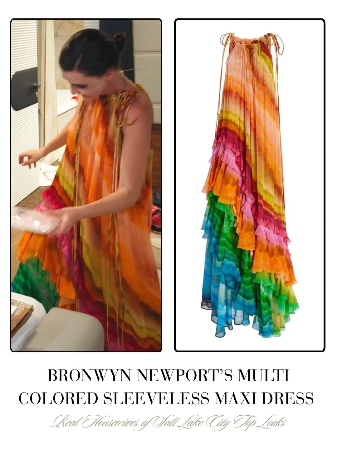Bronwyn Newport’s Multi Colored Sleeveless Maxi Dress sold out by Alemais 