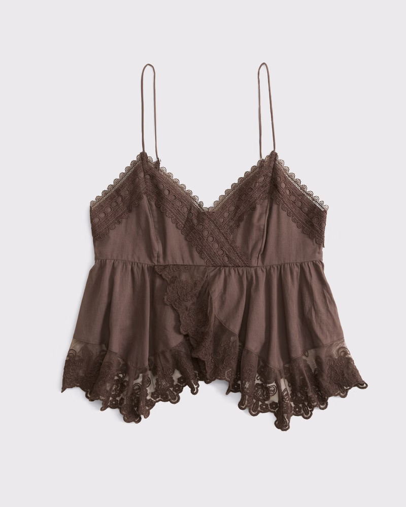 Babydoll Lace-Trim Cami | Abercrombie & Fitch (US)