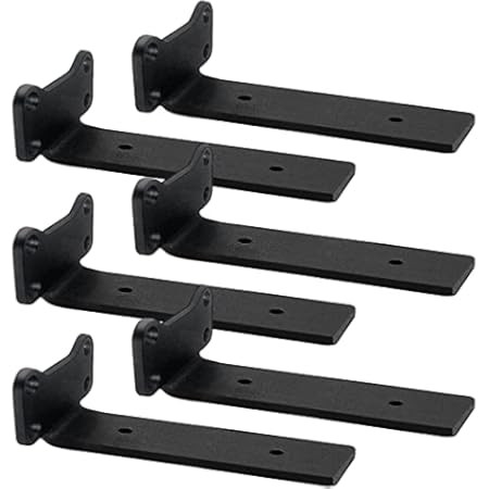 Floating Shelf Brackets, 6 Pcs of 6 inch Heavy Duty Industrial Shelf Bracket, Black Metal L Brackets | Amazon (US)