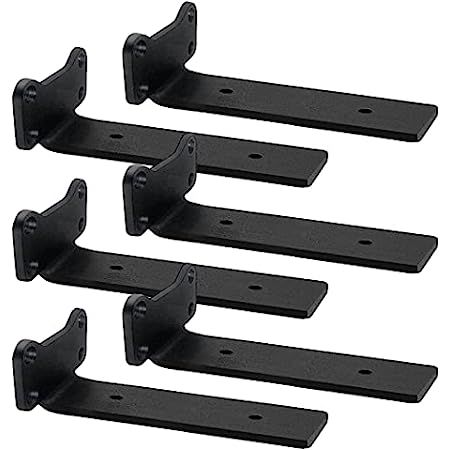 Floating Shelf Brackets, 6 Pcs of 6 inch Heavy Duty Industrial Shelf Bracket, Black Metal L Brackets | Amazon (US)