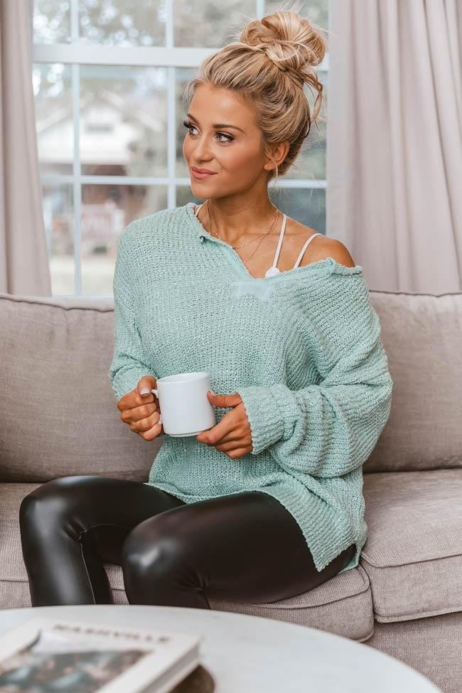 This Time Around Sage Sweater | The Pink Lily Boutique