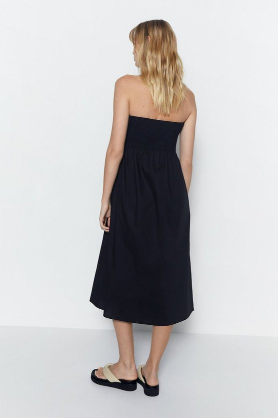 Bandeau Woven Mix Midi Dress | Warehouse UK & IE