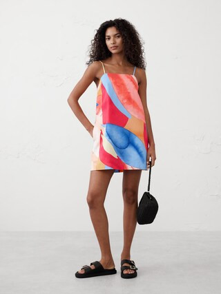 Linen-Blend Strappy Mini Dress | Banana Republic Factory