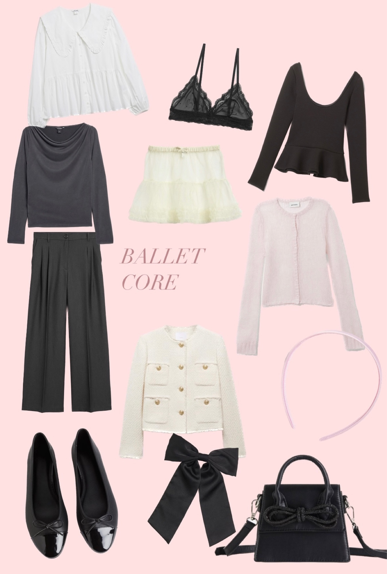 Trending now! Ballet core 🎀 i made a collage with my favorite ballet styles // Ballet core, cute girl style, pinkish, girly, soft girl aesthetic, skirt, headband, bows, ballet flats, skirts, ruffle tops

#LTKSeasonal #LTKeurope #LTKSpringSale