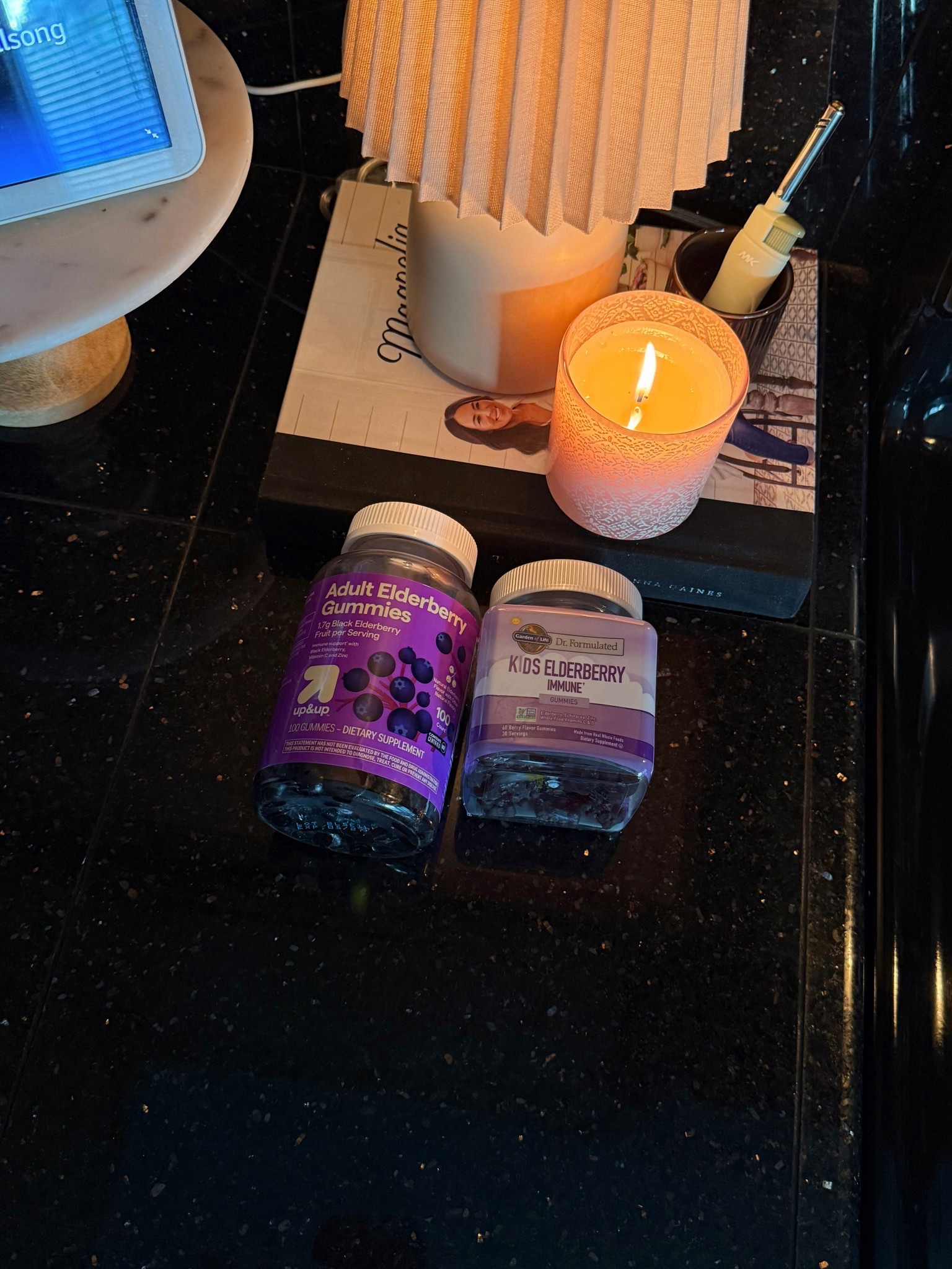 Sick season is here so Harper and I loading up on our elderberry and vitamins! 