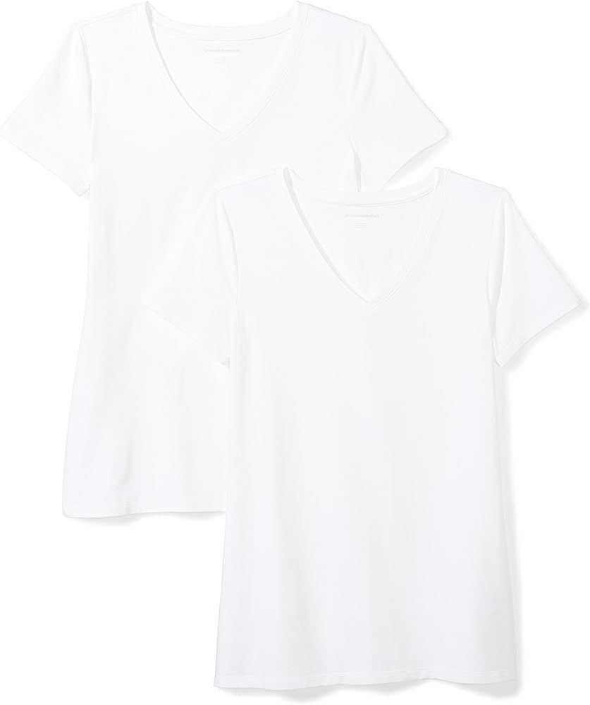 Women's 2-Pack Classic-Fit Short-Sleeve V-Neck T-Shirt | Amazon (US)