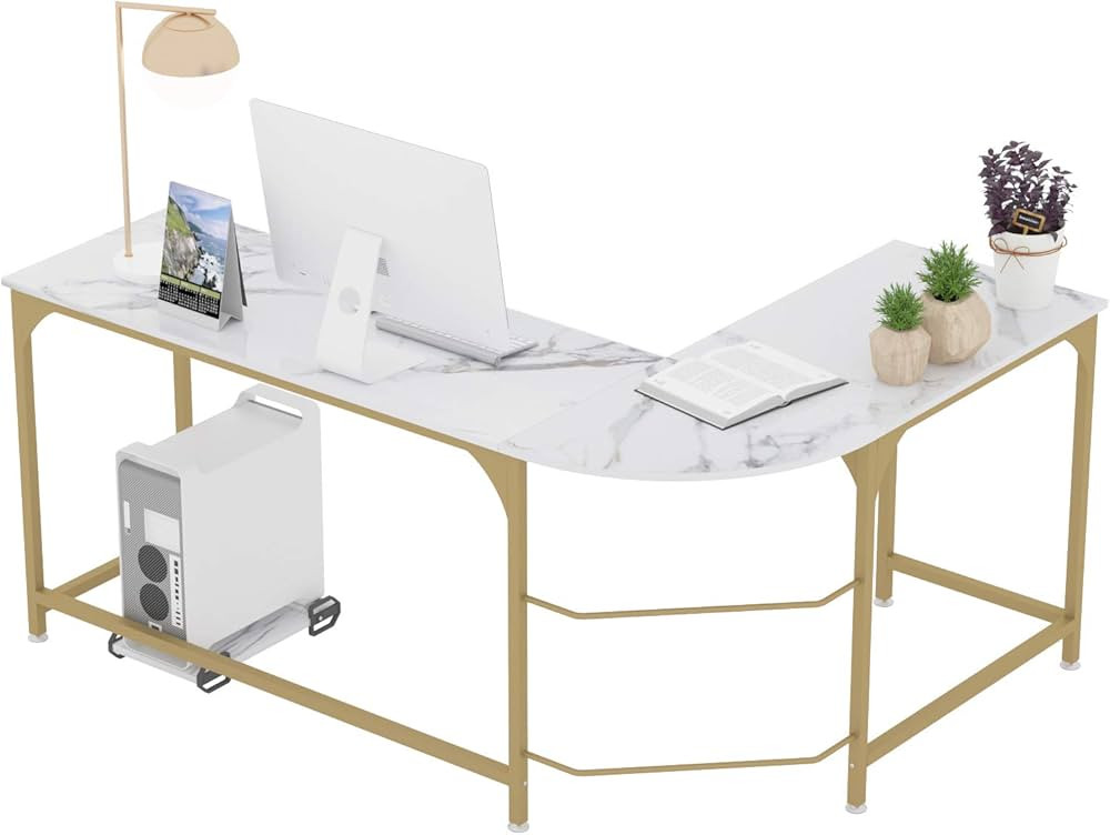 Teraves Reversible L Shaped Desk White - 66.1" Corner Gaming Computer Desk, Office Workstation Mo... | Amazon (US)