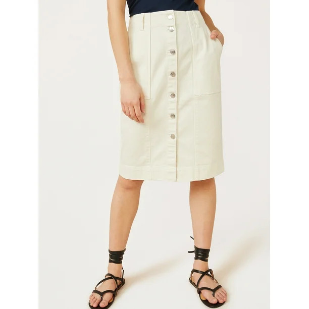 Free Assembly Women's Button Front Skirt | Walmart (US)