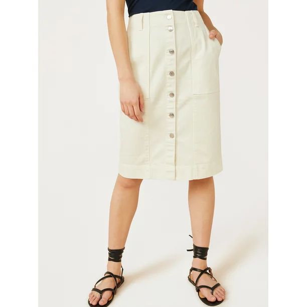 Free Assembly Women's Button Front Skirt | Walmart (US)
