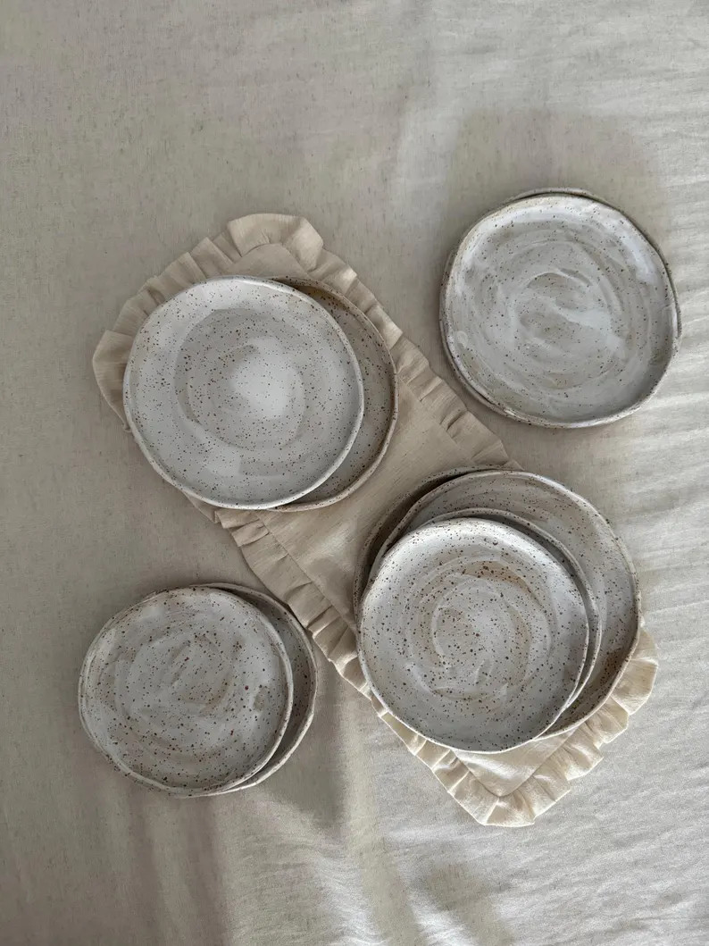 Handmade Ceramic Cappuccino Mugs and Saucer: Rustic Toasted White Nordic Cups - Etsy Canada | Etsy (US)