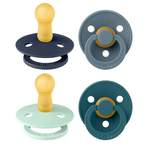 BIBS Pacifiers - Color 4 Pack | Round Nipple Baby Pacifier | BPA Free Natural Rubber Latex Soother | Made in Europe | Size 6-18 Months | Boy Colors | Amazon (US)