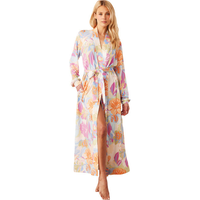 MASONgrey | Women's Skyler Floral Print Banded Long Robe, Dreamscape (Multicolor, Size Small) | Maisonette | Maisonette