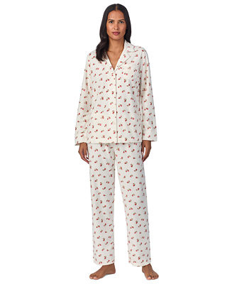 Lauren Ralph Lauren Women's Printed Notched-Collar Pajama Set - Macy's | Macy's