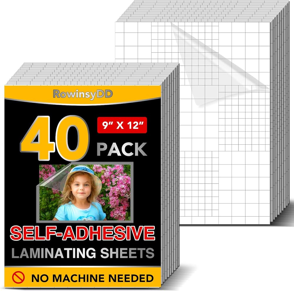 40 PCS Self-Adhesive Laminating Sheets, 9 x 12 Inches Clear Laminating Sheets No Machine Needed S... | Amazon (US)