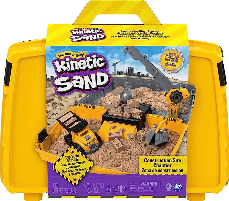 Kinetic Sand, Construction Site Folding Sandbox with Toy Truck and 2lbs of Play Sand, Sensory Toy... | Amazon (US)