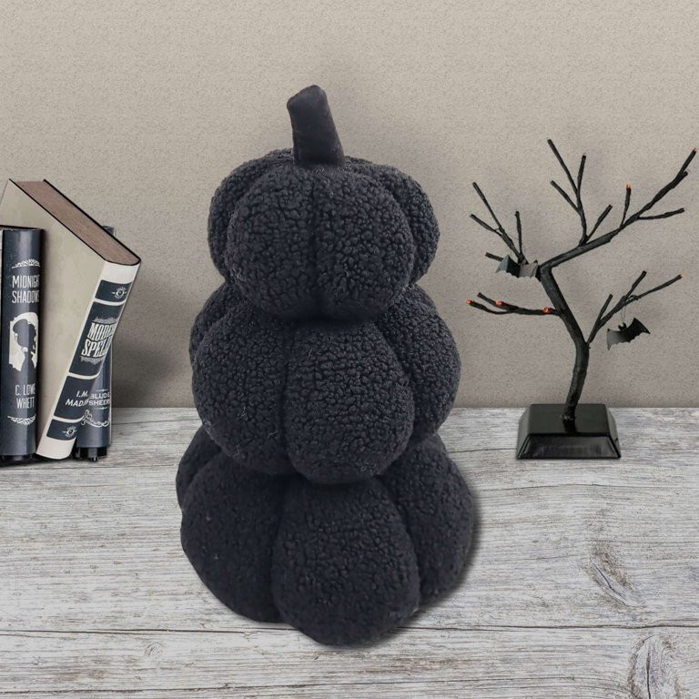 Halloween Black Stacked Pumpkins Decoration, 14 in, by Way To Celebrate | Walmart (US)