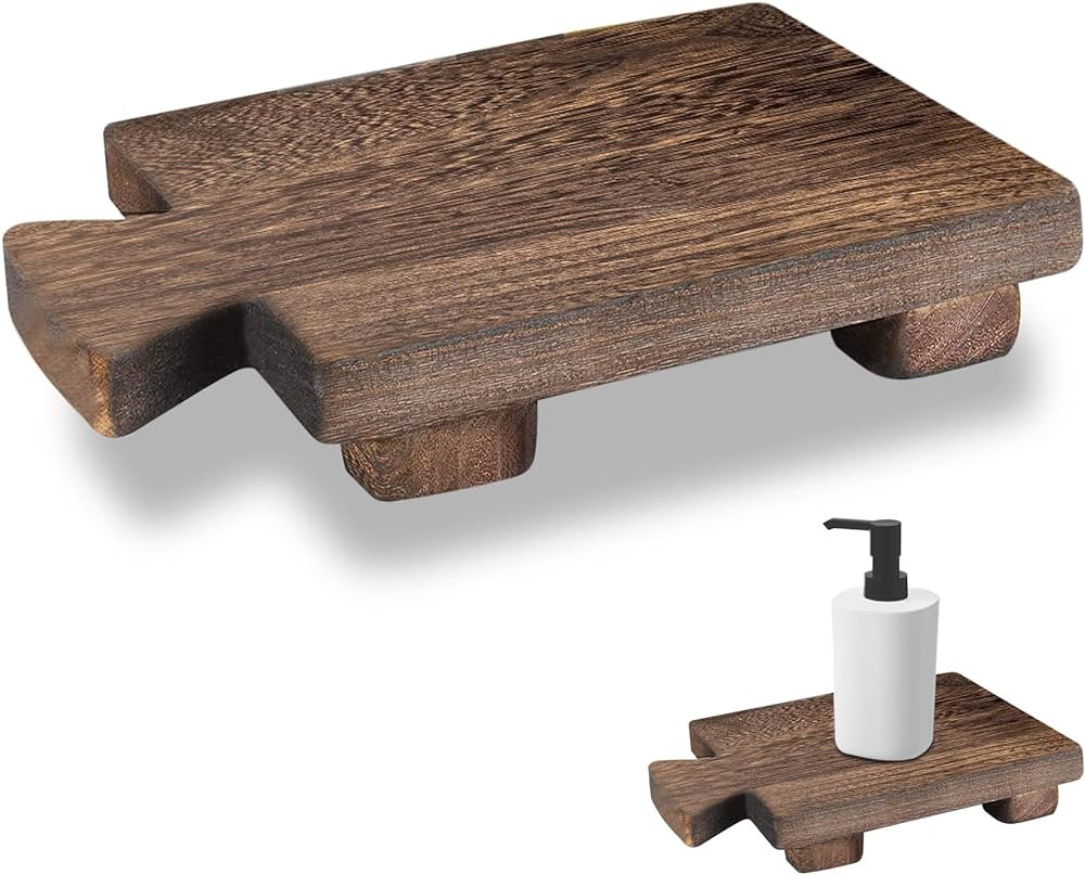 Wood Soap Stand, Kitchen SoapTray Plant Holder Wooden Soap Holder for Bottles Wood Riser Pedestal... | Amazon (US)