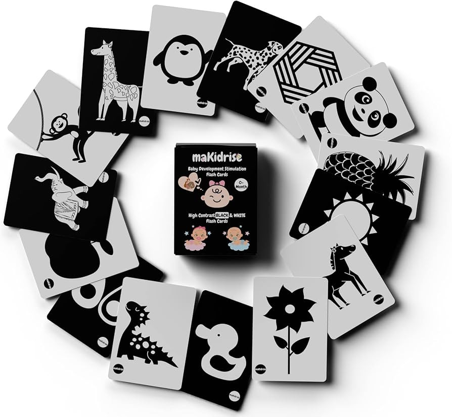 Newborn Essentials - Black and White Sensory Toys High Contrast Baby Sensory Cards Promotes Babie... | Amazon (UK)