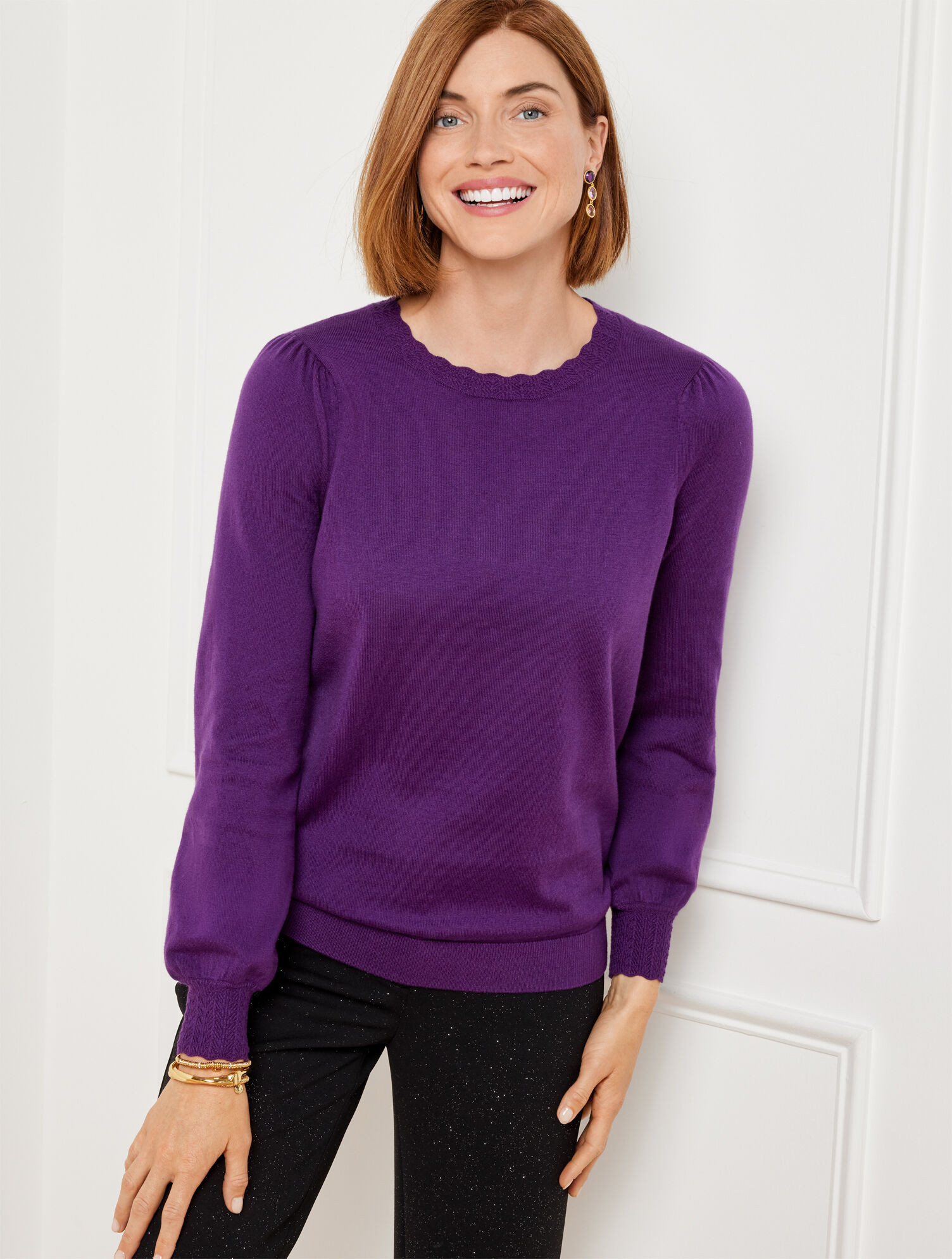 Scallop Trim Pullover Sweater | Talbots