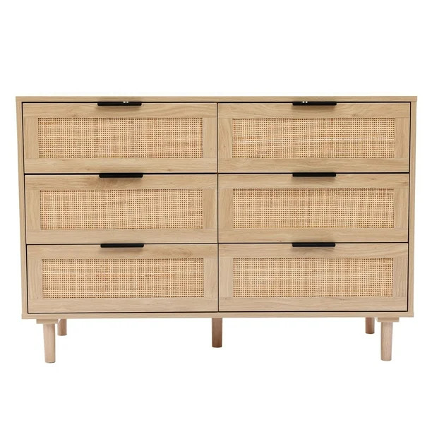 LuxenHome Light Wood 6-Drawer Bedroom Dresser | Walmart (US)