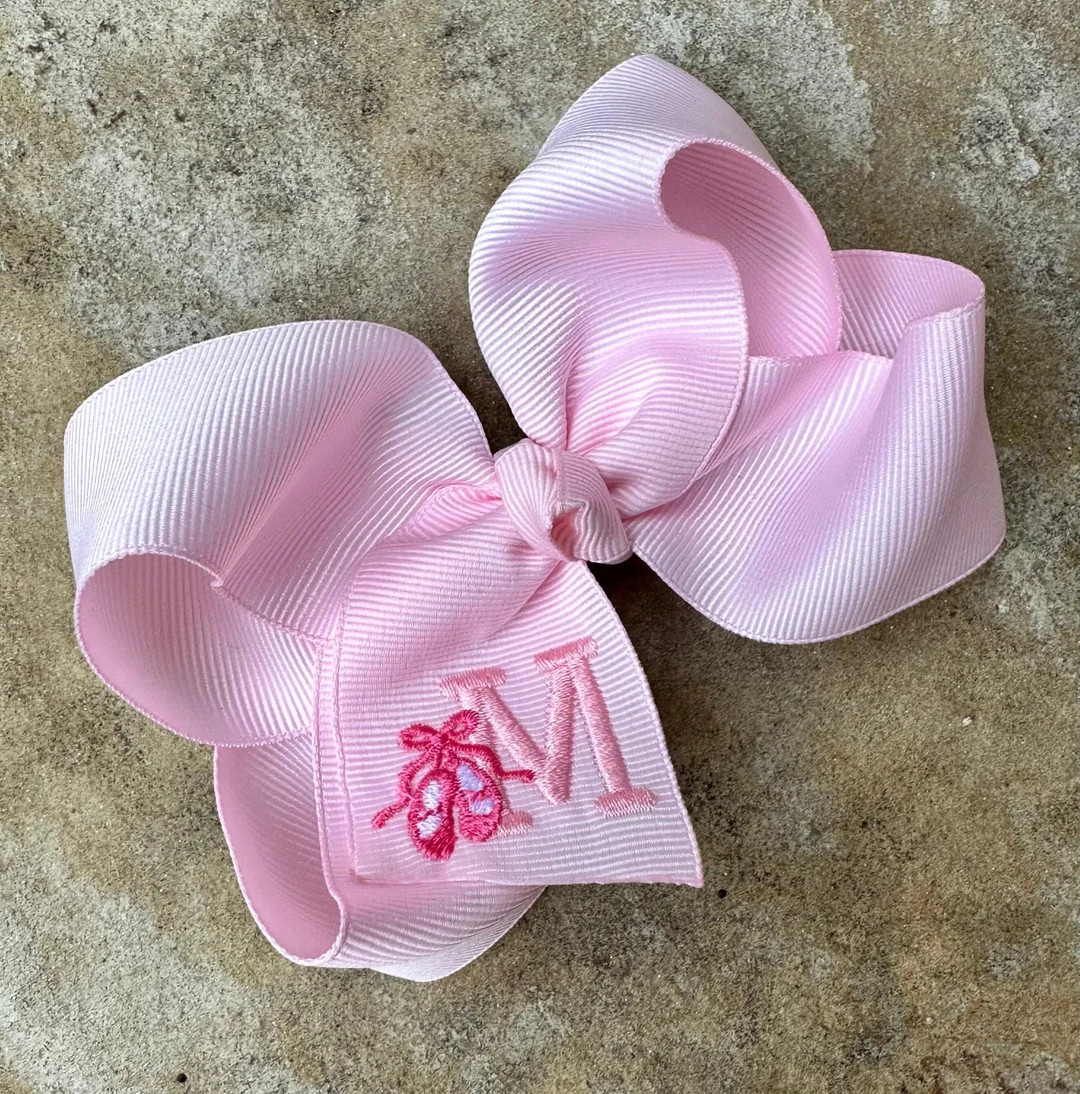 You Choose Colors...monogrammed Medium or Large Hair Bow W/ Ballet Shoes…personalized Ballerina... | Etsy (US)