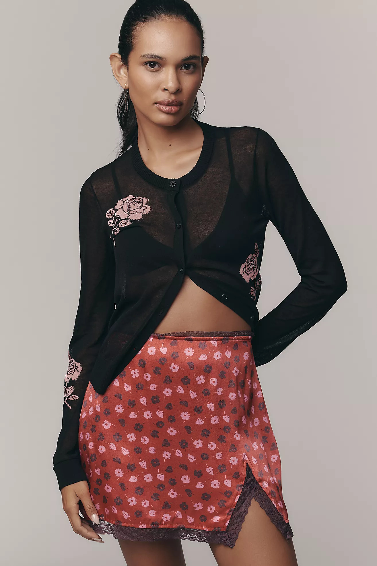 Maeve Semi-Sheer Floral Cardigan Sweater | Anthropologie (US)