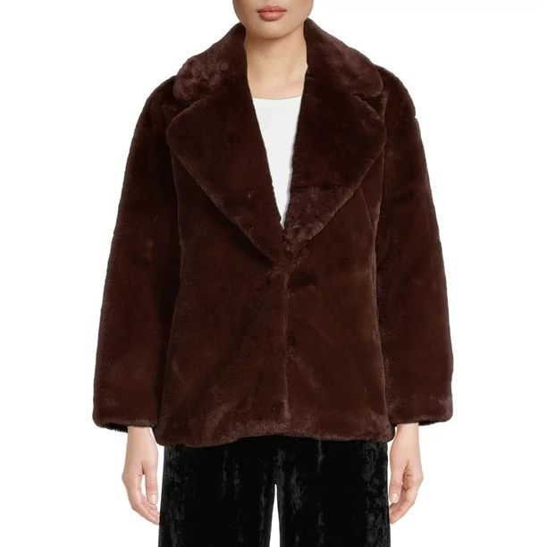 The Get Women's Cropped Faux Fur Jacket - Walmart.com | Walmart (US)