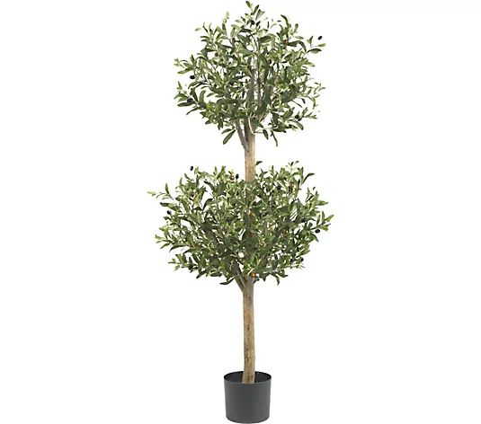 4.5' Olive Double Topiary Silk Tree by Nearly Natural | QVC