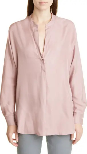 Split Neck Silk Blend Tunic | Nordstrom