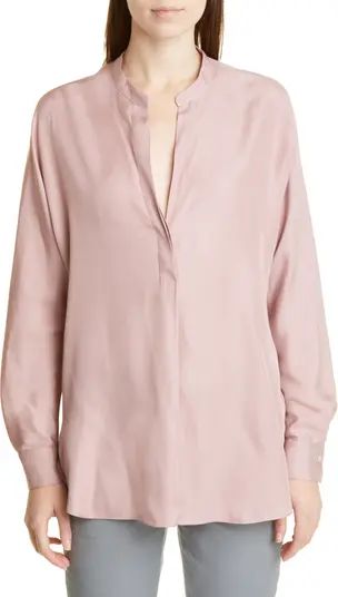 Split Neck Silk Blend Tunic | Nordstrom